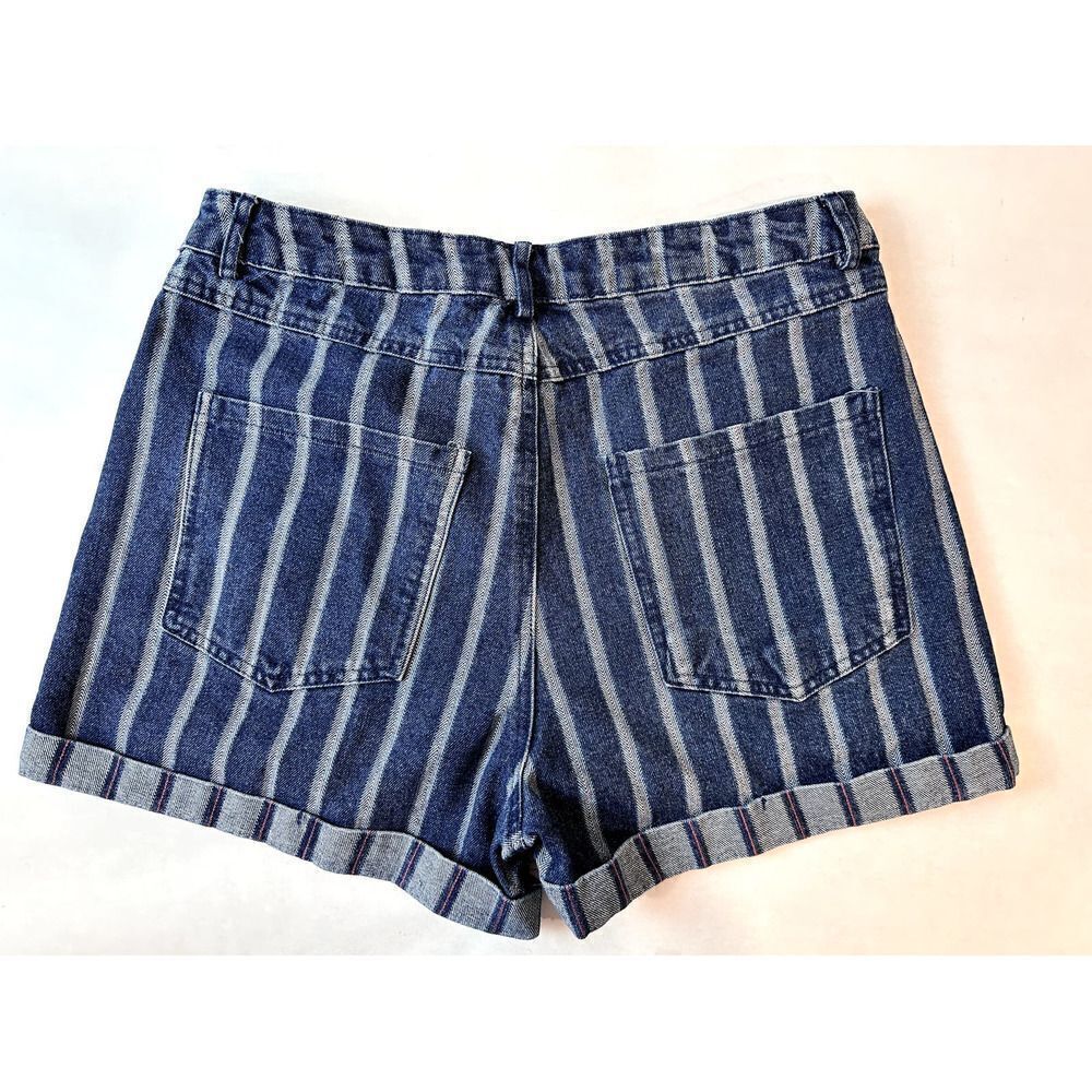 Daphnea Paris Jean Shorts Cut-Offs Stripes Retro High Rise 100% Cotton - Medium
